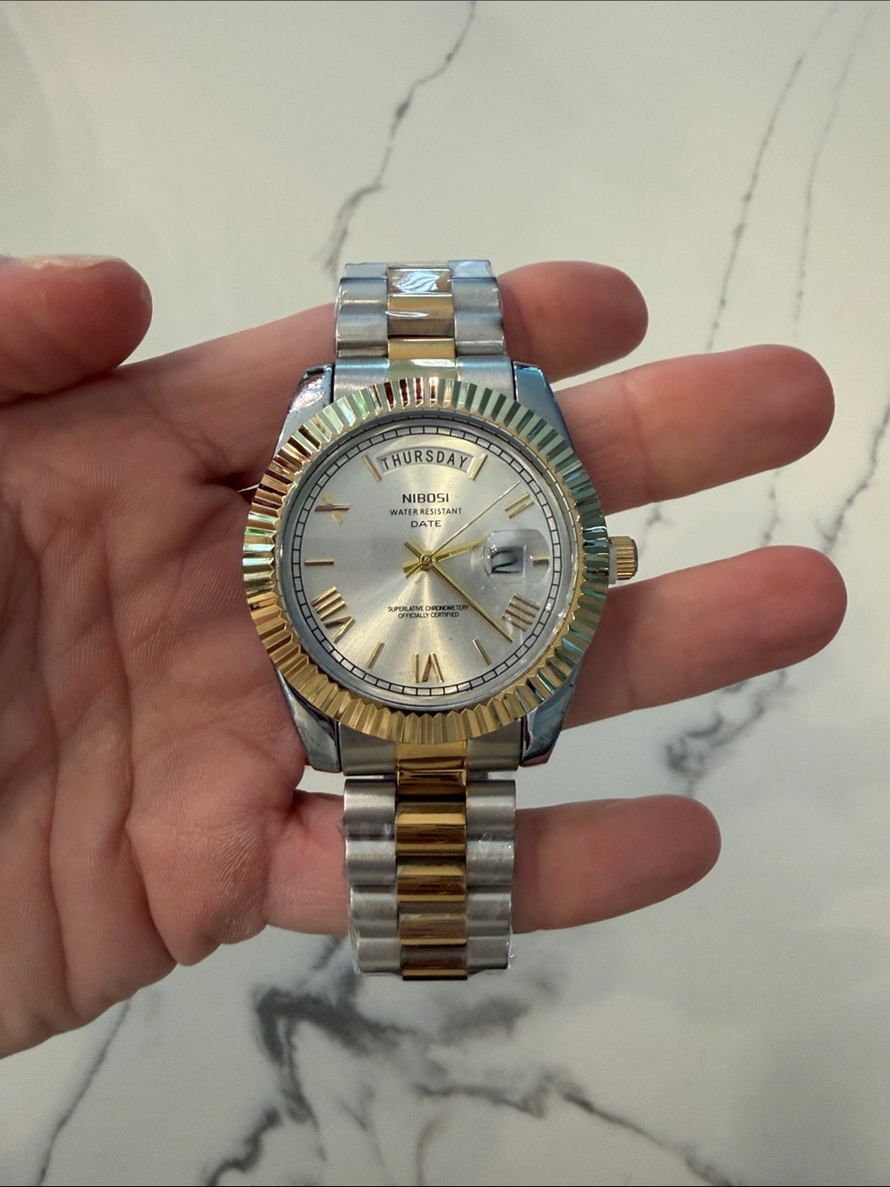NIBOSI Two-Tone Silver & Gold Women’s Day-Date Watch